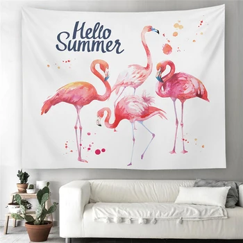 Pembe Flamingo Goblen Başucu Yatak Odası Duvar DecorationTarpaulin Arka Plan Bez Masa Örtüsü Bölüm Perde