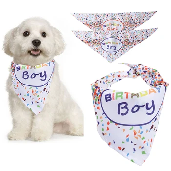Pet Bandana Konfeti Mektup Baskı Köpek Bandana Önlük Pet Önlük Köpek Kediler İçin Doğum Günü Pet Elbise Giyim Aksesuarları Erkek Kız 0