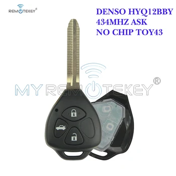 Remtekey DENSO HYQ12BBY Uzaktan anahtar TOY43 3 düğme Toyota Camry Corolla için araba anahtarı 2006 2007 2008 2009 2010+434 mhz çip yok