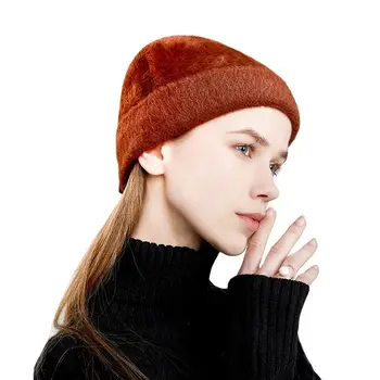 Sıcak şapka kubbe kaşmir karışık şapka düz renk çift taraflı Kazak kulak koruyucu soğuk Şapka kadın sıcak şapka