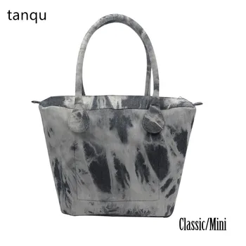 tanqu Kumaş Kolu Eklemek için Astar Obag Klasik Mini Kısa Uzun Yuvarlak Denim Tuval Kombinasyonu O Çanta kadın çanta