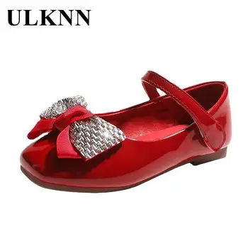 ULKNN Kırmızı Kızlar deri ayakkabı Yaz Moda Prenses Ayakkabı Çocuk Taklidi Yay Zarif Çocuk Ayakkabı Öğrenci Düz Ayakkabı