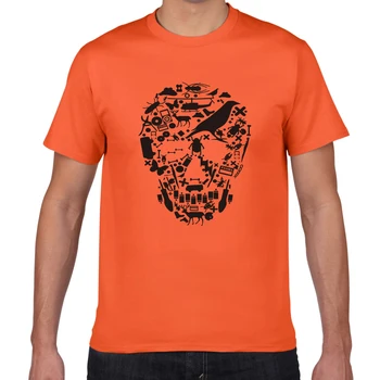 Yaz Erkek T Shirt 2018 Yeni Moda kafatası T Shirt Erkek Giyim baskılı Kısa Kollu Rahat %100 % pamuk Erkek Üst Tee Gömlek