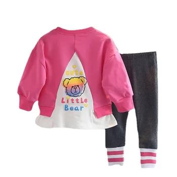 Yeni Bahar Sonbahar Bebek Kız Giysileri Takım Elbise Çocuk Moda pamuklu tişört Pantolon 2 adet / takım Toddler Rahat Kostüm Çocuklar Eşofman