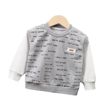 Yeni Bahar Çocuk Moda Giyim Bebek Erkek Kız Mektup T Shirt Sonbahar Çocuk Bebek Pamuk Giyim Toddler Patchwork Kostüm