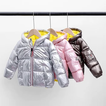 Yeni Kız Gümüş Kış Aşağı Ceketler Çocuklar için Erkek Rahat kapüşonlu ceket Bebek Çocuk Giyim Sıcak Giyim çocuk ceketi Snowsuit