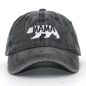 yeni varış MAMA ayı baba şapka %100 % pamuk yıkanmış karikatür nakış moda spor beyzbol şapkası anneler günü hediyesi için snapback
