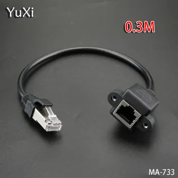 YuXi 1 adet/grup 30 cm Erkek Kadın RJ45 Vida Paneli Dağı Ethernet LAN ağı Uzatma Kablosu Laptop İçin PC İçin