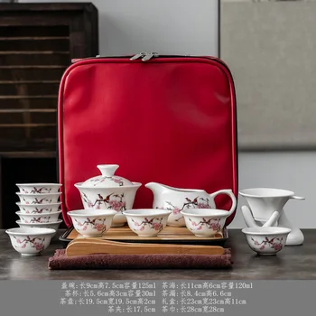 Çin Kung Fu çay seti Seyahat çay seti Seramik Taşınabilir çay seti Demlik Çay Makinesi Demlik Çay Fincanı Fincan Çay töreni için 0