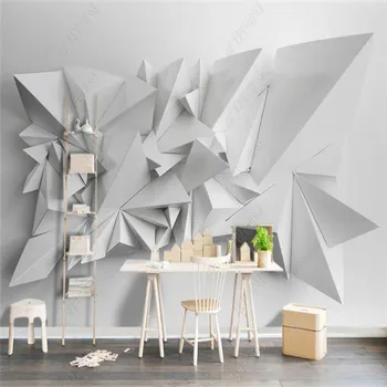 Özel 3D Stereo duvar kağıdı Modern Minimalist Geometrik Üçgen Ev Dekor Duvar Kendinden yapışkanlı Duvar Kağıdı Papel De Parede 3D