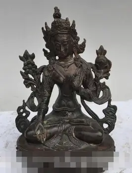 Ücretsiz kargo 21 cm tibet budizm fane bronz beyaz tara kwan-yin Bodhisattva tanrıça buda heykeli