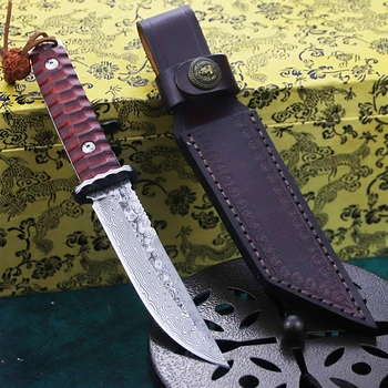 Şam çelik açık avcılık yuvarlak kafa düz orman taktik kılıç Japon açık av kılıcı samuray kılıcı