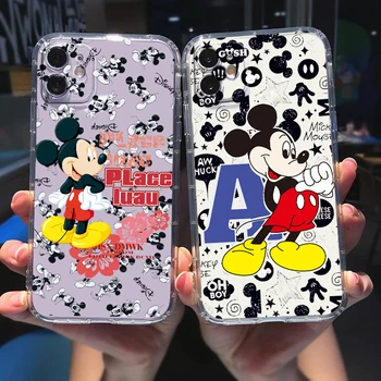 Şeffaf Kapak Disney Mickey Minnie ABC telefon kılıfı İçin Apple iPhone 14 13 12 11 Mini XS XR X Pro MAX 8 7 6 Artı SE 2020