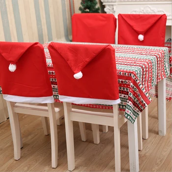 1-10 adet noel sandalyesi Kapak 2023 Yemek Masası Kırmızı Noel Baba Şapka Sandalye arka kapak yılbaşı dekoru Ev Partisi Dekoru Kaynağı 1