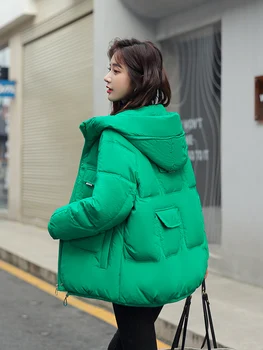 10 Renkler Mevcut Kadınlar Kış Ceket Kapşonlu Kore Tarzı Gevşek Büyük Boy Kadın Yastıklı sıcak tutan kaban Parka 1