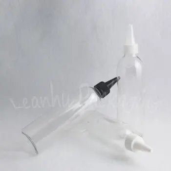 250ML Şeffaf Yuvarlak Plastik Şişe Sivri Ağız Kapağı, 250CC Reçel / Kozmetik Su Paketleme Şişesi, Makyaj Alt şişeleme 1