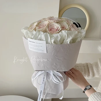 3D Kabartma Çiçek Sarma Kağıt Kalın Kraft 38x53cm Çiçekçi Dükkan Hediyeler Ambalaj Malzeme Kağıt Albüm Doğum günü Dekor 1