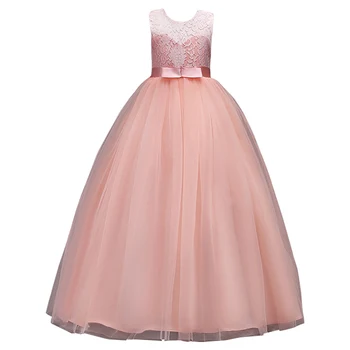 Dantel Çiçek Kız Elbise 2020 Yumuşak Tül Kat Uzunluk Balo Prenses Çocuk Kokteyl Düğün Parti Elbiseler Pageant elbise 1