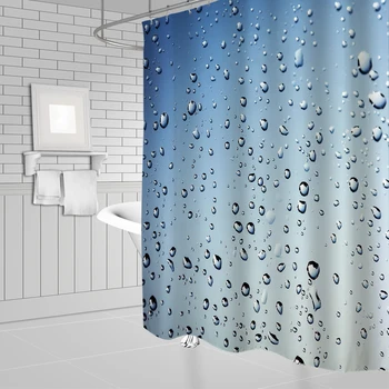 Duş Perdesi İskandinav Basit tarzı Yağmur Damlaları 3D Baskı Duş Perdesi Polyester Su Geçirmez Ev Dekorasyon Perde 180x180cm 1