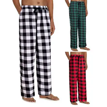 Ekose Pijama Pantolon Pantolon Eğlence Uyku Pantolon Elastik Bel İpli Gevşek Pijama Pantolon Unisex Uyku Alt Ev Giyim 1