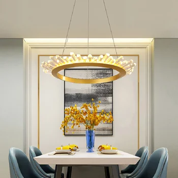 Iskandinav kristal avize dairesel halka dubleks lüks kolye lamba mutfak ada ışık oturma odası yemek masası yatak odası ışık 1