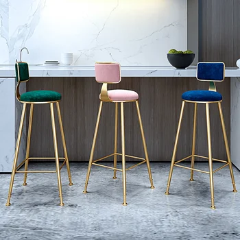 İskandinav Ferforje bar sandalyesi Tabureleri Modern Minimalist Ev Arkalığı Yemek Sandalyesi Cafe Banqueta Bancos Para Barra Meubles De Bar 1