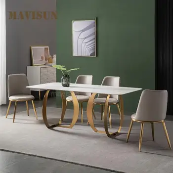 Modern italyan tarzı paslanmaz çelik kaya kurulu yemek masaları küçük daire tasarım ev ışık lüks üst taç mobilya 1