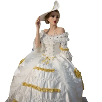 Nihai Rokoko Marie Antoinette Elbise Sömürge Gürcü 18th yüzyıl Tam Artı Boyutu Rönesans Elbise 1