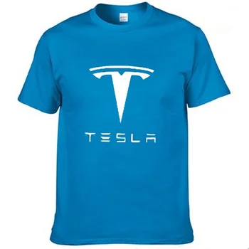 Yaz erkek tişört Tesla araba logosu Baskılı Erkek Kısa Kollu Casual erkek kısa kollu düz renk tişört Tops 1