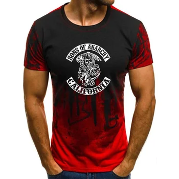 Yeni 2021 Yaz erkek tişört SOA anarşi Kafatası baskı yüksek kaliteli Pamuk Moda rahat erkek kısa kollu 1