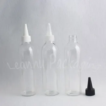 250ML Şeffaf Yuvarlak Plastik Şişe Sivri Ağız Kapağı, 250CC Reçel / Kozmetik Su Paketleme Şişesi, Makyaj Alt şişeleme 2