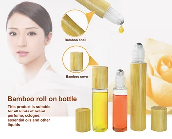 5 adet * 10ml Boş yeni ürünler 5ml 10ml 15ml boş şeffaf cam rolon şişe bambu kapaklı parfüm ambalajı için 2