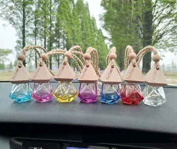 Araba parfüm kolye araba parfüm şişesi aromaterapi piramit kapak elmas poligon şişe 50 adet / grup 2