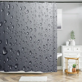 Duş Perdesi İskandinav Basit tarzı Yağmur Damlaları 3D Baskı Duş Perdesi Polyester Su Geçirmez Ev Dekorasyon Perde 180x180cm 2
