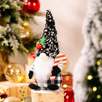 Gnome Peluş Bebek Sevimli Ve Narin Noel Meçhul Dekorasyon Figürler Kırmızı Veya Siyah Sequins Şapka 2