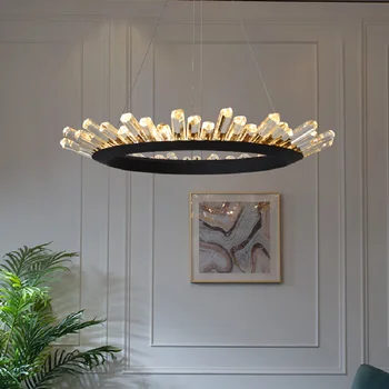 Iskandinav kristal avize dairesel halka dubleks lüks kolye lamba mutfak ada ışık oturma odası yemek masası yatak odası ışık 2