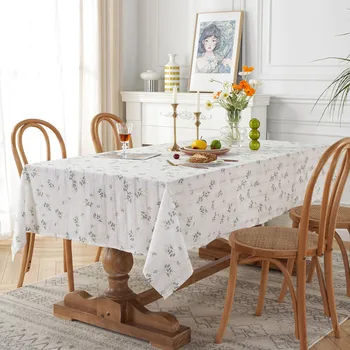 Kırsal İşlemeli Masa Örtüsü Leylak Çiçek Masa Örtüsü Püsküller ile Beyaz Pamuklu Masa Örtüsü Düğün Dekor Dikdörtgen Masa Örtüleri 2