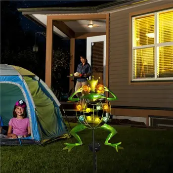 LED kurbağa güneş ışığı veranda bahçe dekorasyon ışıklandırma bakır tel içi boş Metal dekor kazık ışıkları su geçirmez demir lamba 2