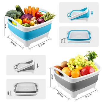 Mutfak Sebze çamaşır sepeti Taşınabilir Katlanabilir Mutfak Drenaj Sepeti Silikon Bulaşık Küvet Seyahat Açık Kamp Havzaları 2