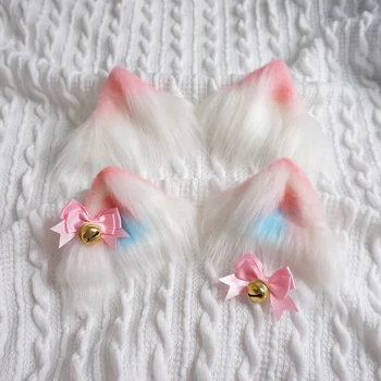 Pembe Kedi Saç Klipleri saç aksesuarları M Çan Saç Tokası Sıcak Kız Kedi Kulaklar Headdress Pembe Mavi Lolita Yumuşak Kız Saç Tokası 2
