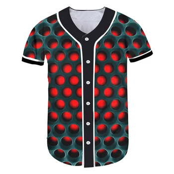 UJWI Erkekler Beyzbol Forması Slim Fit Komik 3D Gömlek Baskı Kırmızı Siyah Örgü Hip Hop Artı Boyutu 6XL Kıyafetleri 2
