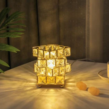 USB kristal gece lambası doğal kristal tuz başucu gece lambası kırık cam yatak odası ev dekorasyon masaüstü ışık hediye 2