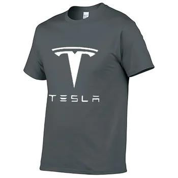 Yaz erkek tişört Tesla araba logosu Baskılı Erkek Kısa Kollu Casual erkek kısa kollu düz renk tişört Tops 2