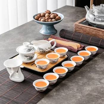 Çin Kung Fu çay seti Seyahat çay seti Seramik Taşınabilir çay seti Demlik Çay Makinesi Demlik Çay Fincanı Fincan Çay töreni için 2