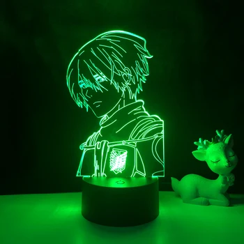 Anime Lamba Titan 4 Mikasa Ackerman Figürü yatak odası dekoru Gece Lambası çocuklar için doğum günü hediyesi Shingeki Hiçbir Kyojin 3d ışık 3