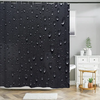 Duş Perdesi İskandinav Basit tarzı Yağmur Damlaları 3D Baskı Duş Perdesi Polyester Su Geçirmez Ev Dekorasyon Perde 180x180cm 3