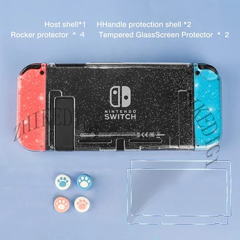 Koruyucu Şeffaf Kılıf Nintendo Anahtarı İçin Kristal Glitter X Bling Yumuşak TPU Joycon Kapak Şok Emme Kabuk X Film Cam 3