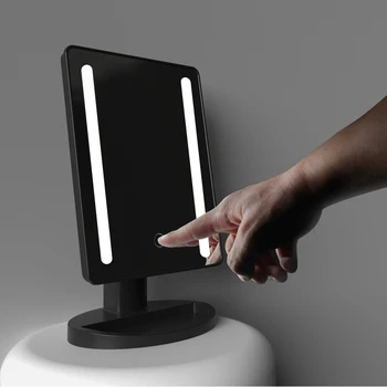 LED Ayna Dokunmatik Ekran 16 ışık şeridi makyaj aynası Büyüteç Makyaj Masası Masaüstü standı ayna ışık Ayarlanabilir 3