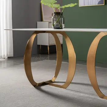 Modern italyan tarzı paslanmaz çelik kaya kurulu yemek masaları küçük daire tasarım ev ışık lüks üst taç mobilya 3