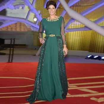 Müslüman Akşam balo kıyafetleri 2020 Uzun Kadın Parti Gece Zarif Artı Boyutu Arapça Resmi Elbise Kıyafeti 3